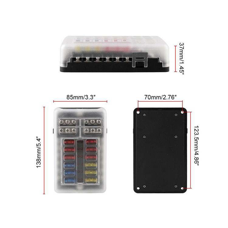 12 Way Fuse Block Panel — marine battery equipment, view 3