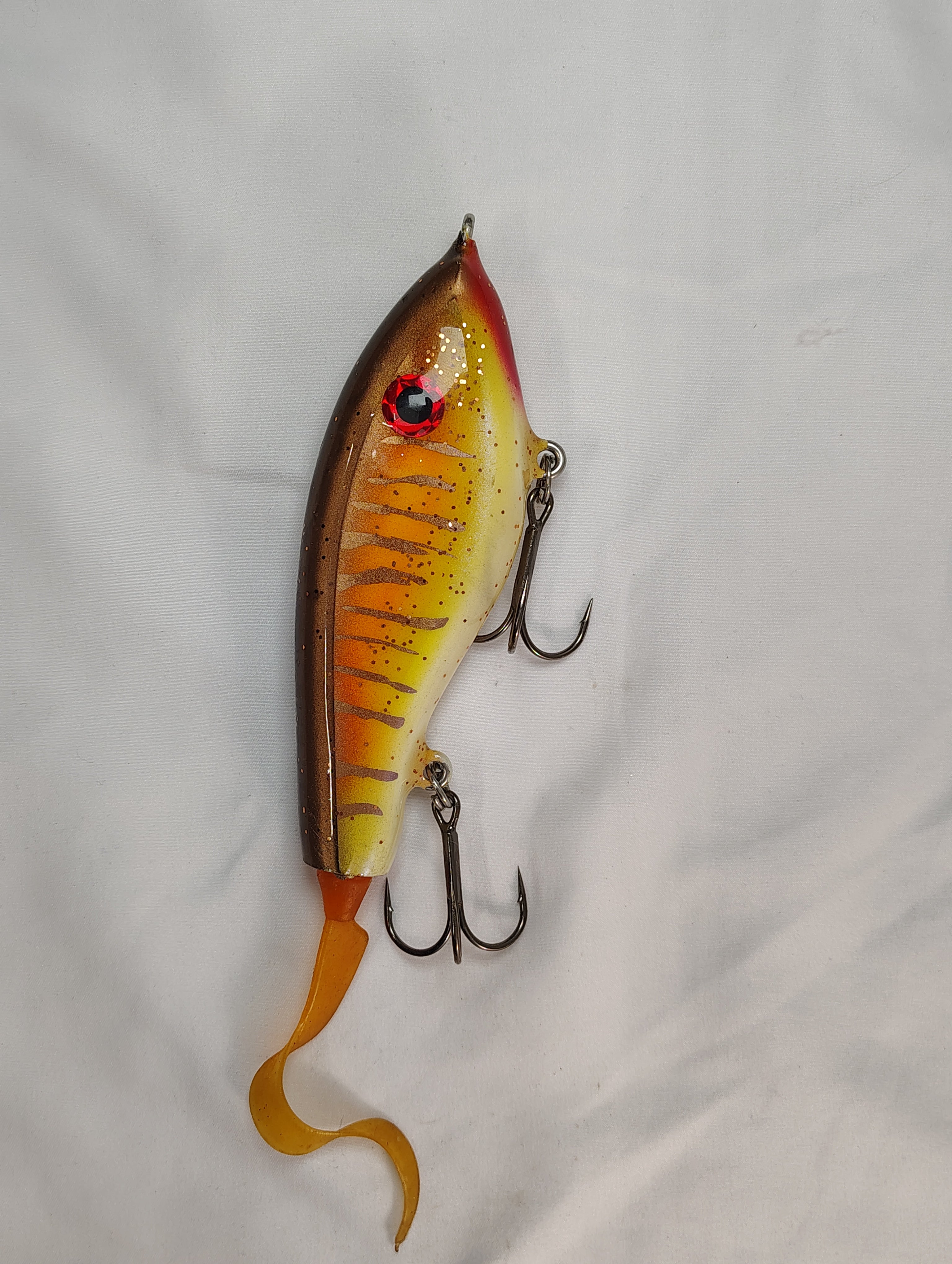 Colorful fishing lure on a white background
