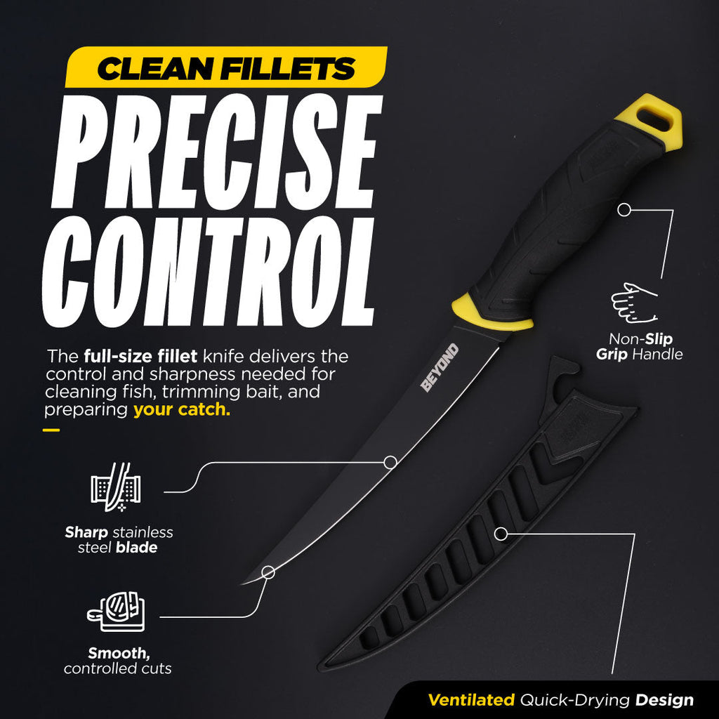 Knife with features highlighted on a black background