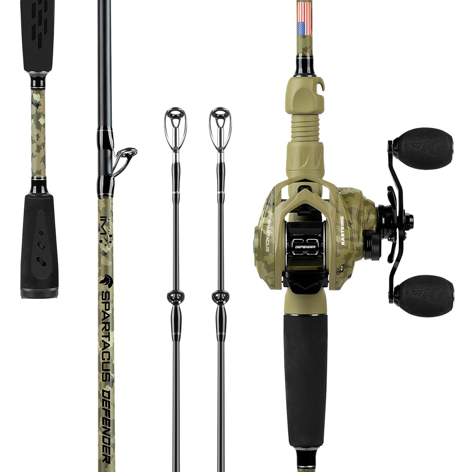 KastKing Spartacus Defender Twin-Tip Baitcaster Rod and Reel Combo - fishing gear