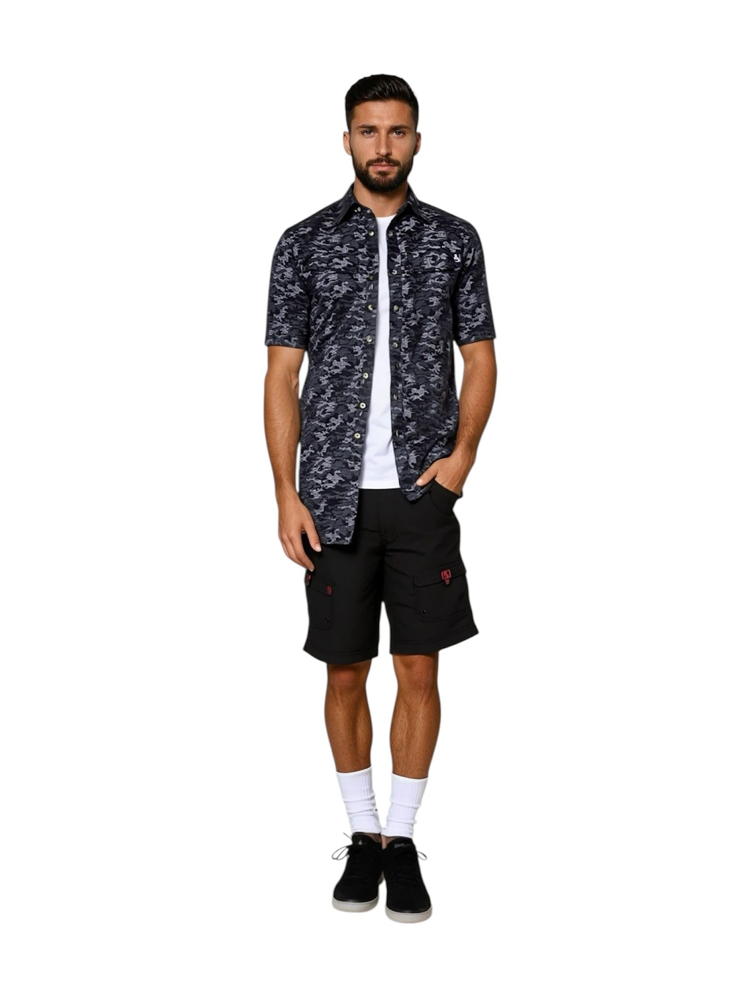 Men's Dot Camo UV Vented Fishing Shirt, view 6
