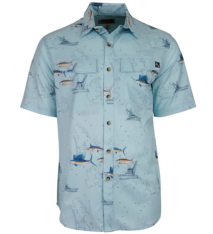 Men's Marine Charts UV Vented Fishing Shirt, view 4