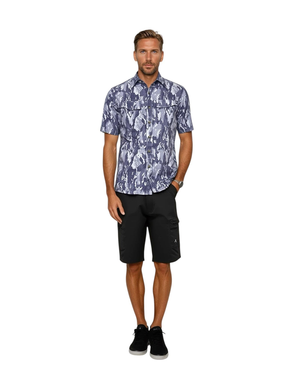 Men's Geo Camo UV Vented Fishing Shirt, view 3