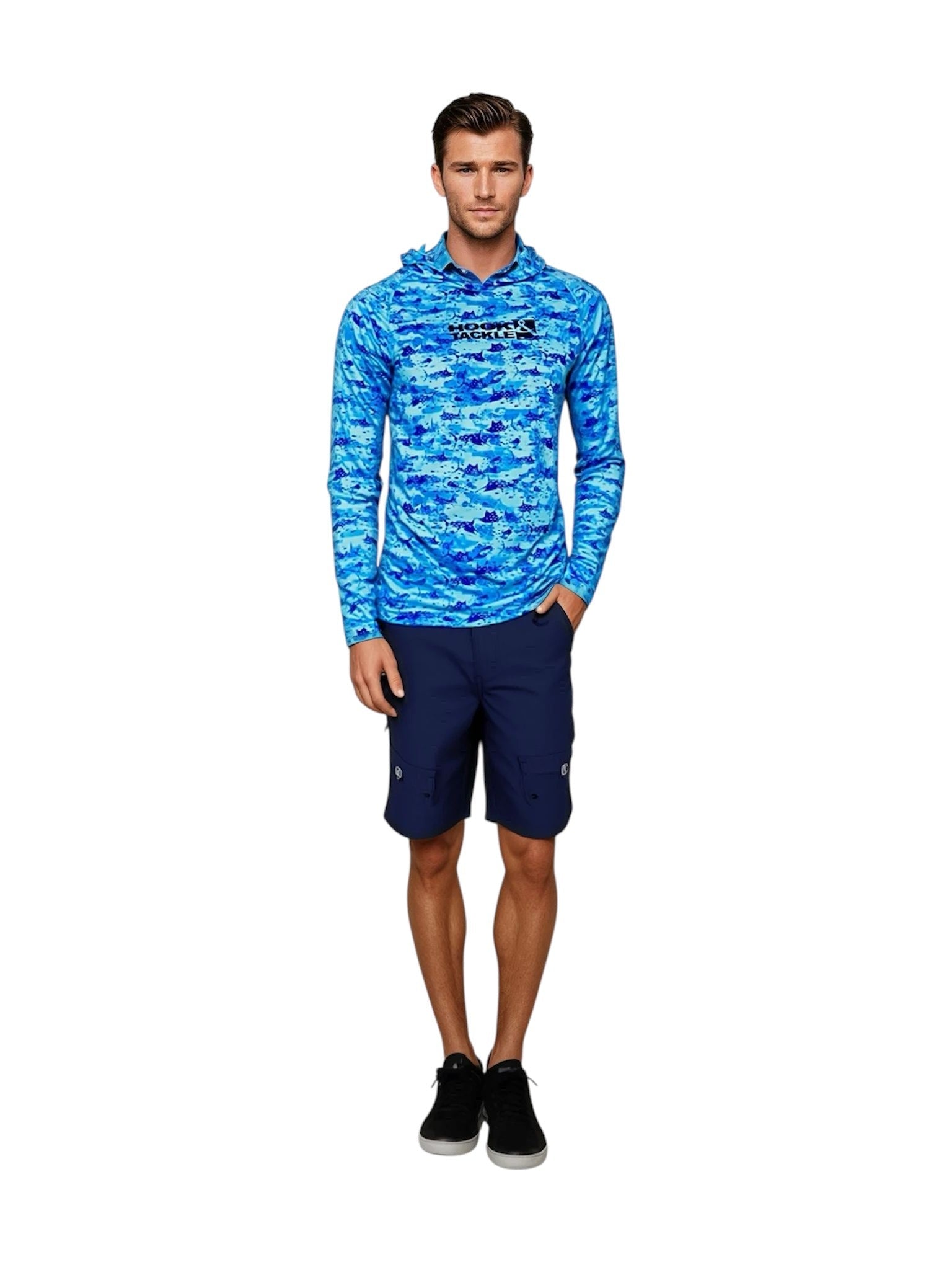 Men's Billfish Camo UV Fishing Hoodie, view 2