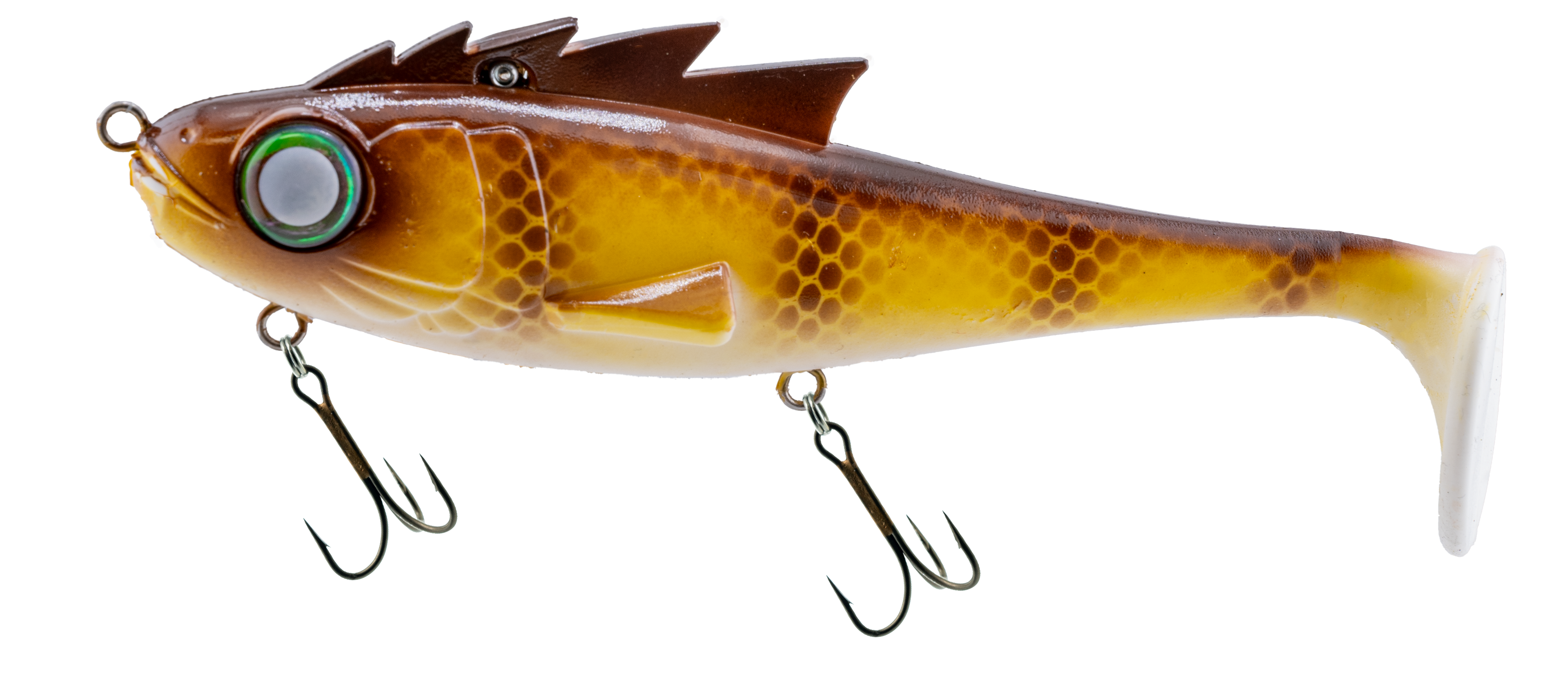 Fishing lure with a detailed design on a white background