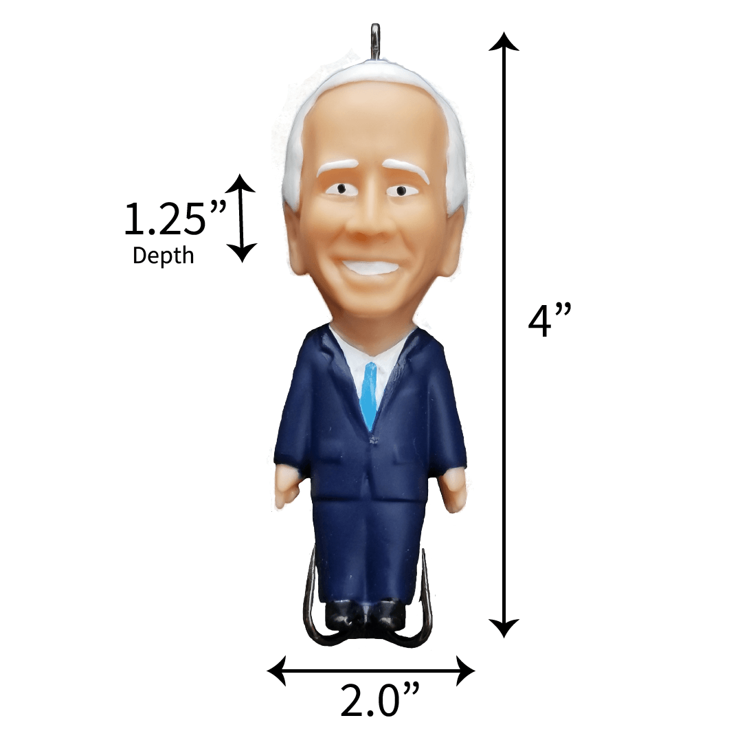 Figurine of a person in a suit with measurements indicated on a white background