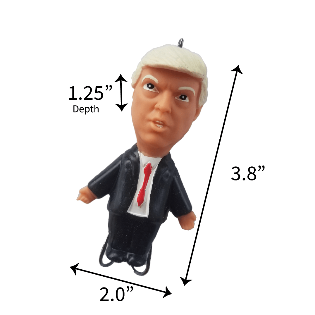 Figurine with dimensions labeled on a white background