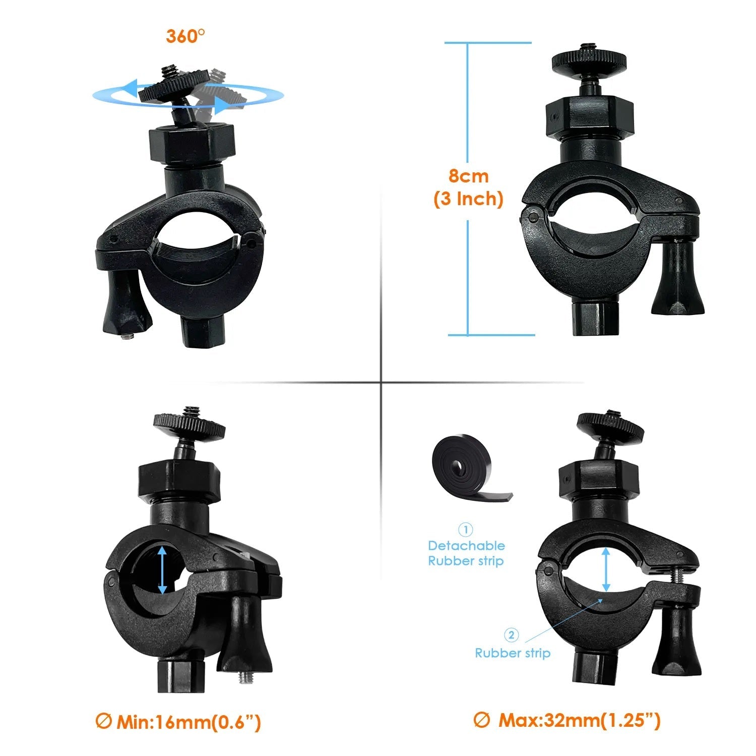 Rexing Bike Mount for Action Camera and Fishing Camera, view 2