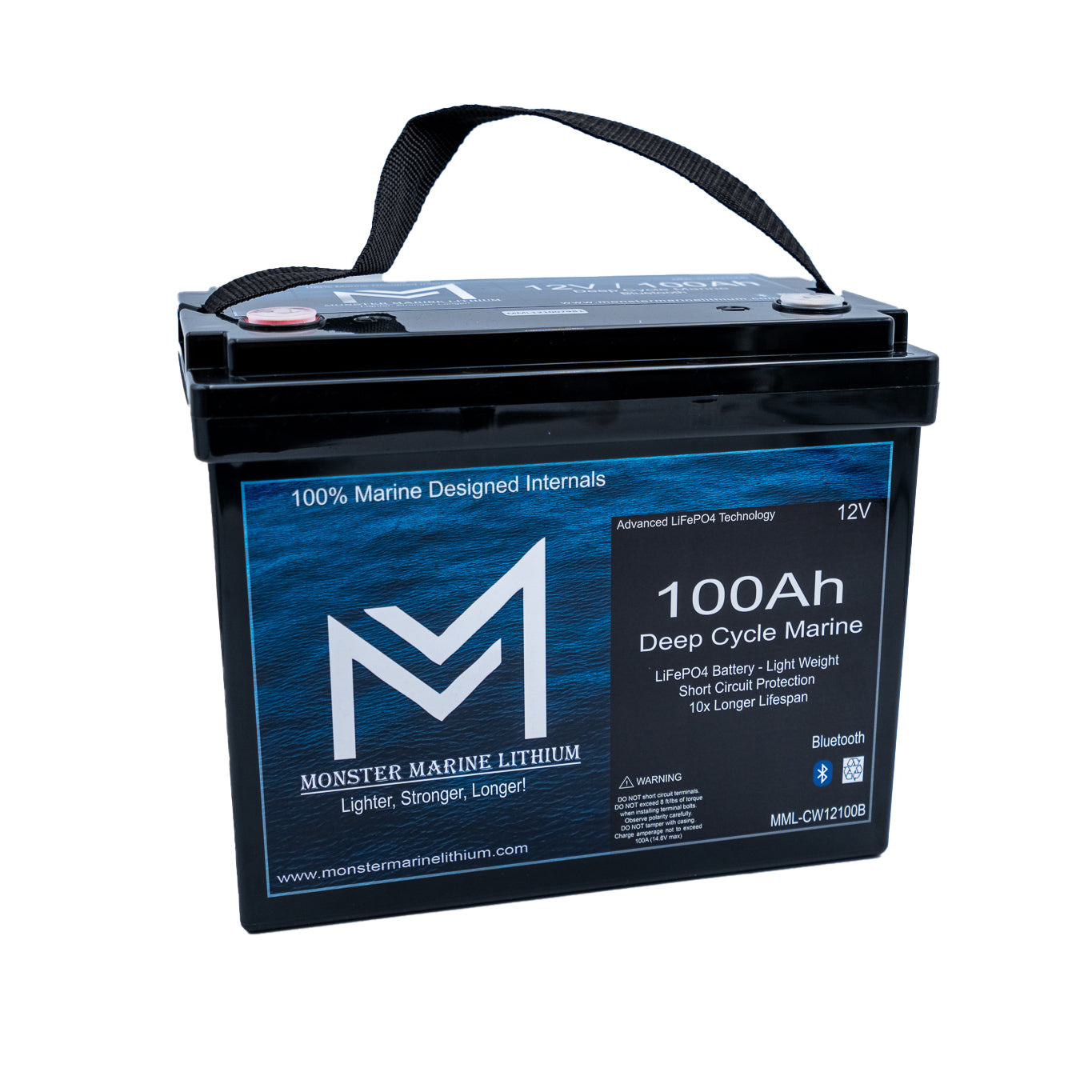 12v 100Ah Slim Series Bluetooth Deep Cycle Lithium Marine Battery Group 24, view 2