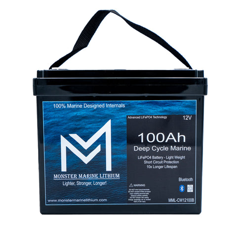 12v 100Ah Slim Series Bluetooth Deep Cycle Lithium Marine Battery Group 24