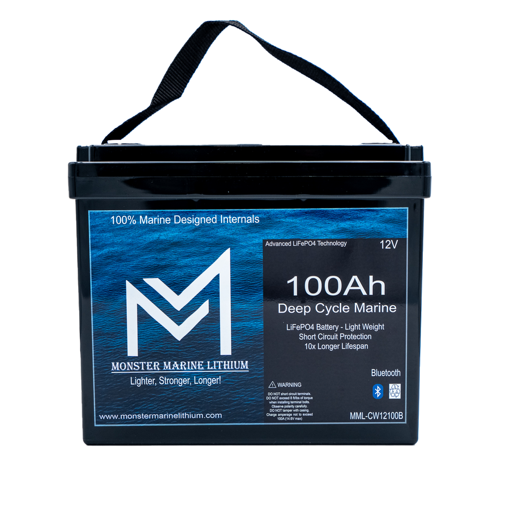 12v 100Ah Slim Series Bluetooth Deep Cycle Lithium Marine Battery Group 24, view 3