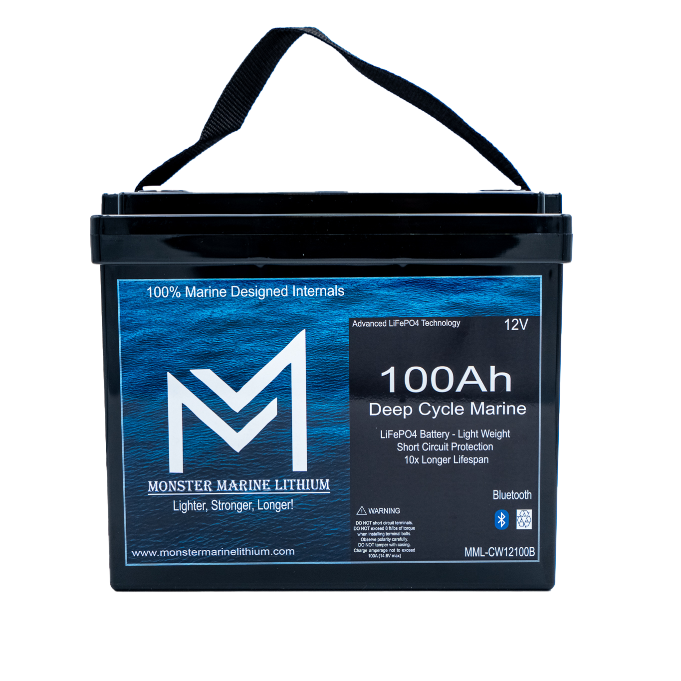 12v 100Ah Slim Series Bluetooth Deep Cycle Lithium Marine Battery Group 24, view 3
