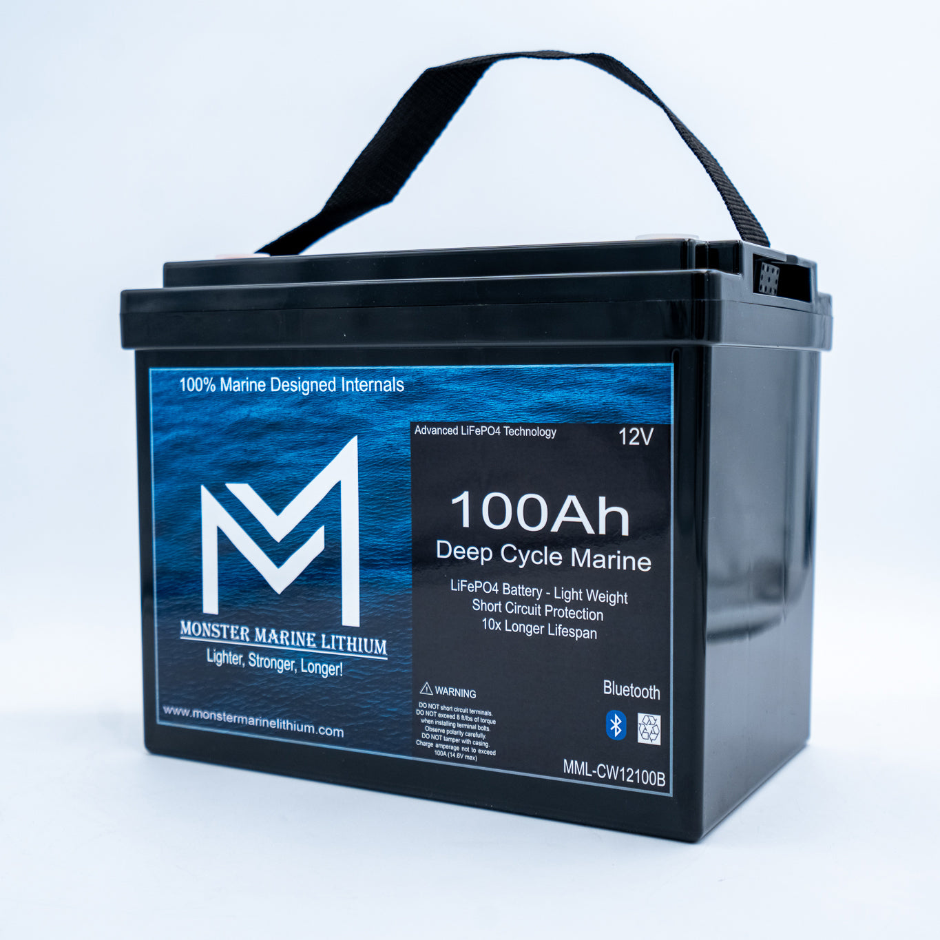 12v 100Ah Slim Series Bluetooth Deep Cycle Lithium Marine Battery Group 24, view 4