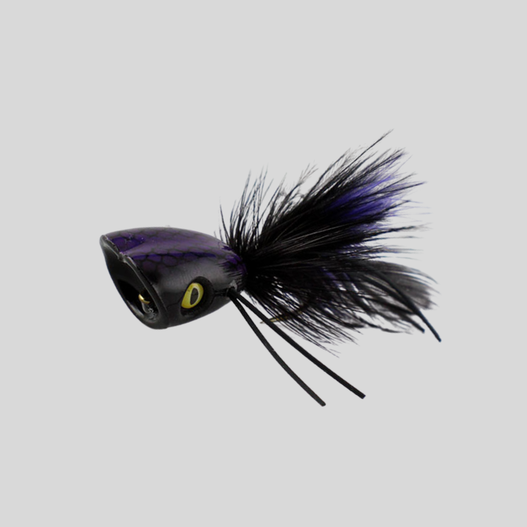 Surface Seducer® Double Barrel™ Bass Bug popper by Flymen Fishing Company in Black