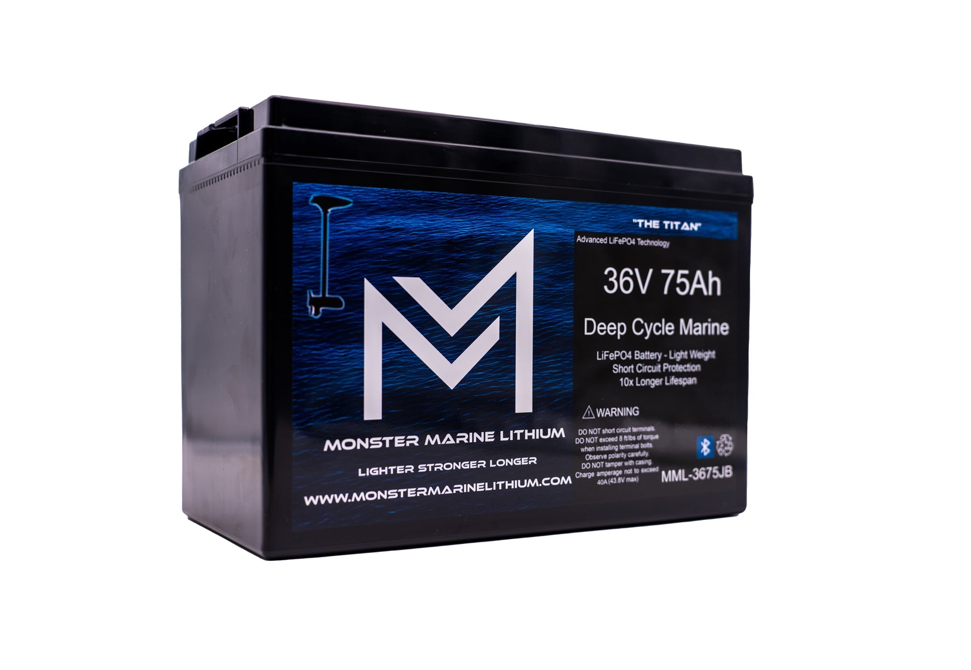 36V 75Ah Bluetooth Lithium Trolling Battery MML-CW3675B "Titan", view 2