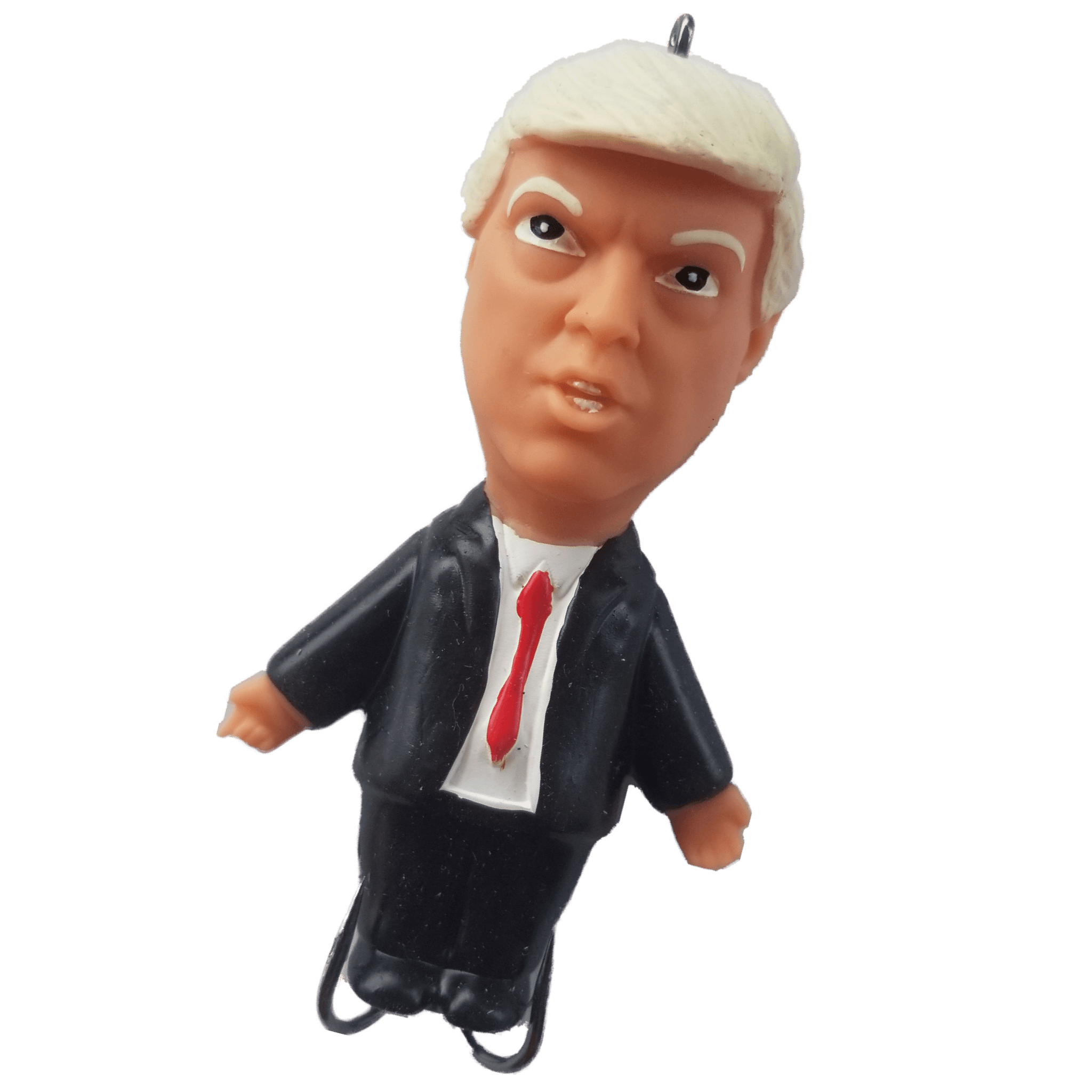 Figurine of a person wearing a suit and tie on a transparent background