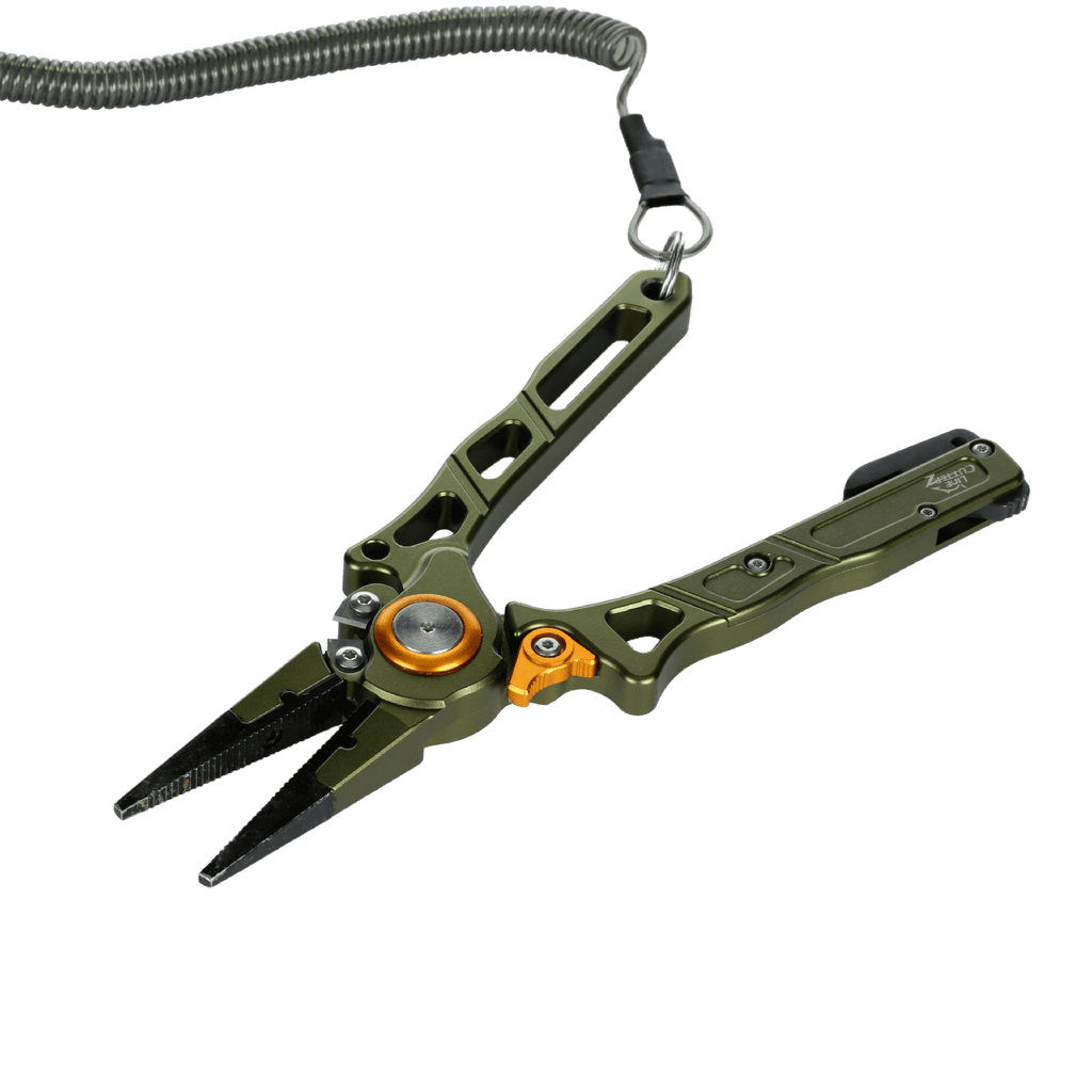 Multitool with pliers and knife on a white background