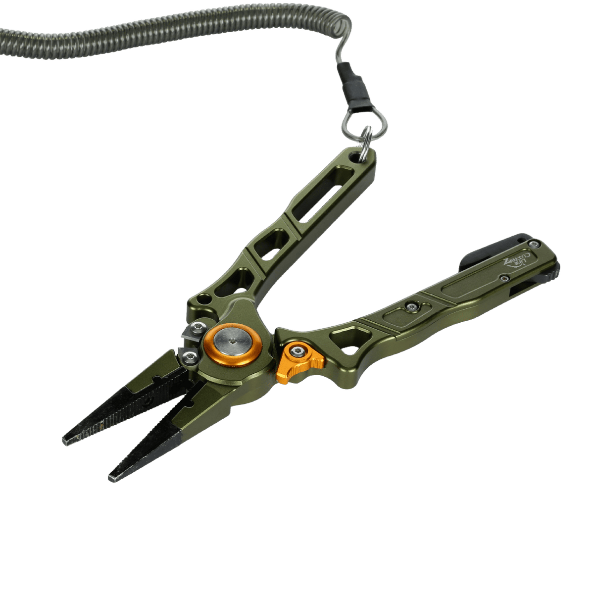 Multitool with pliers and knife on a white background